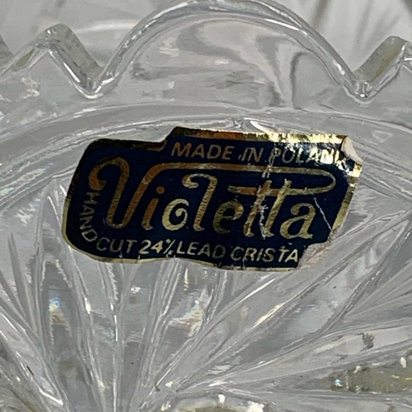 VIOLETTA POLAND HAND CUT 24% LEAD CRYSTAL OVAL FOOTED BOWL - Picture 5 of 9